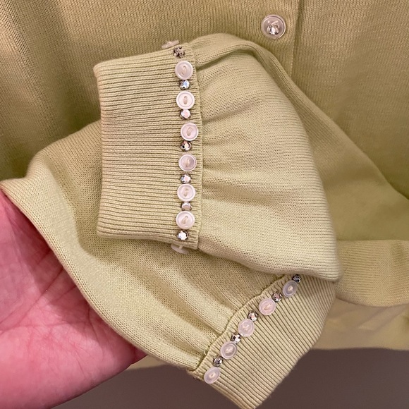 Marc Jacobs Pale Green Celadon Embellished Cardigan Large No stains/damage. - Picture 4 of 11